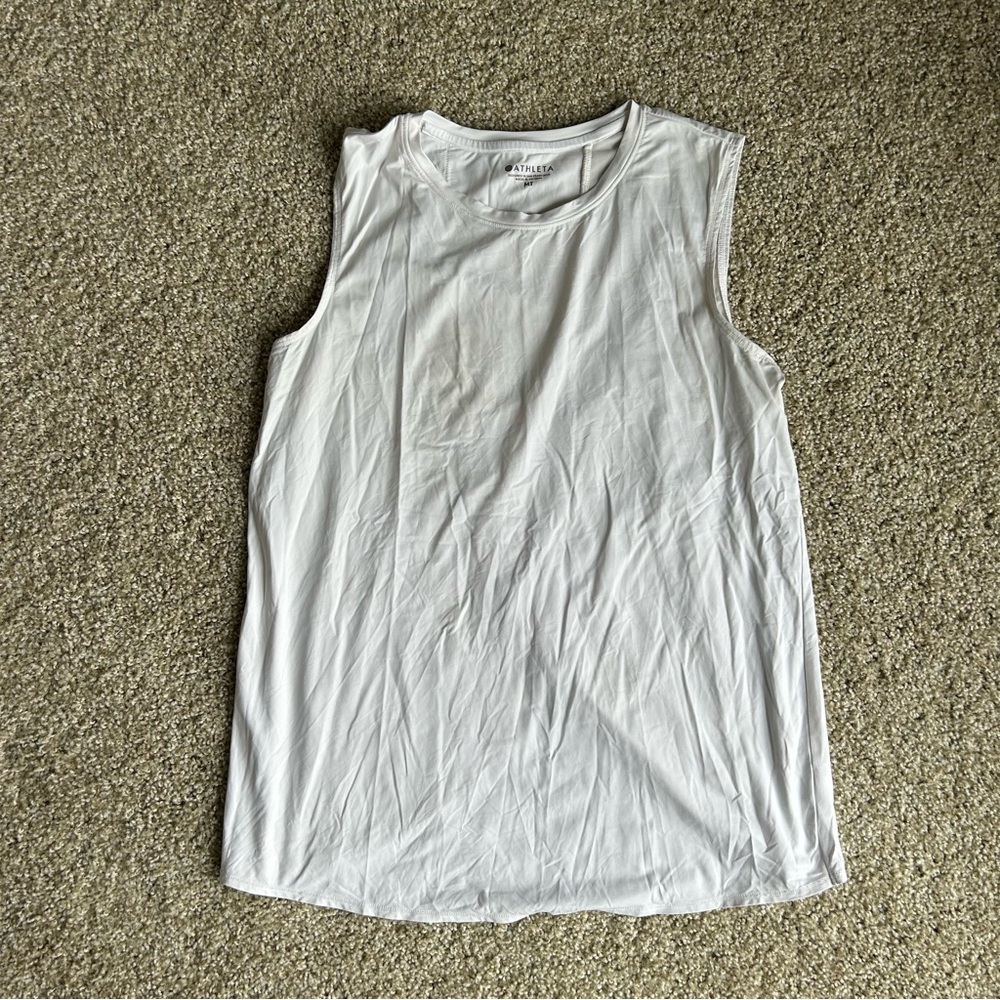 Athleta Tall White Muscle Tank Top with Cross Back